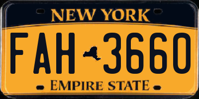 NY license plate FAH3660