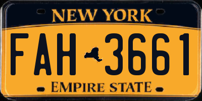 NY license plate FAH3661