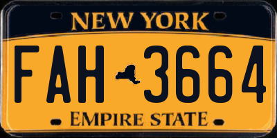 NY license plate FAH3664