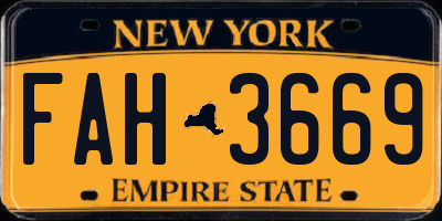 NY license plate FAH3669