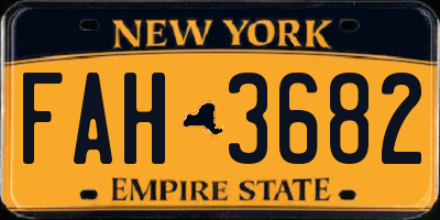 NY license plate FAH3682