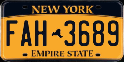 NY license plate FAH3689