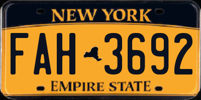NY license plate FAH3692