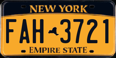 NY license plate FAH3721