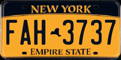 NY license plate FAH3737