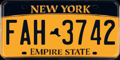 NY license plate FAH3742
