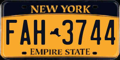 NY license plate FAH3744