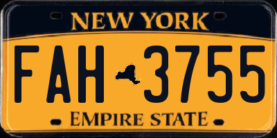 NY license plate FAH3755