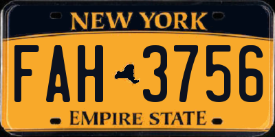 NY license plate FAH3756