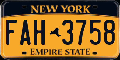 NY license plate FAH3758