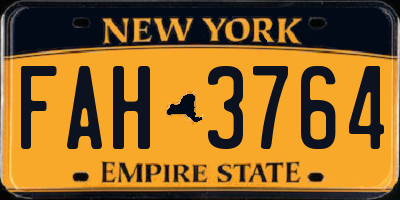 NY license plate FAH3764
