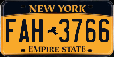 NY license plate FAH3766