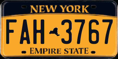 NY license plate FAH3767