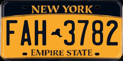 NY license plate FAH3782