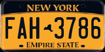 NY license plate FAH3786