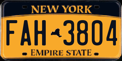 NY license plate FAH3804