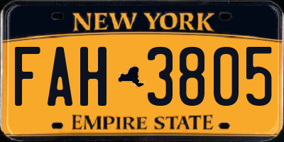 NY license plate FAH3805