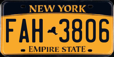 NY license plate FAH3806