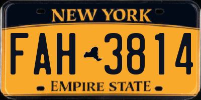 NY license plate FAH3814