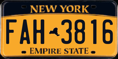 NY license plate FAH3816