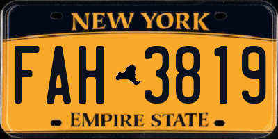 NY license plate FAH3819