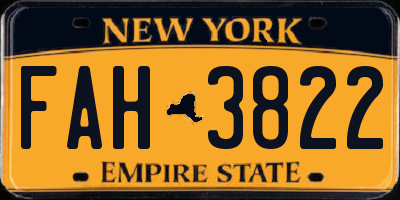 NY license plate FAH3822