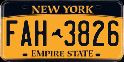 NY license plate FAH3826