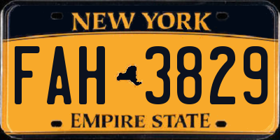 NY license plate FAH3829