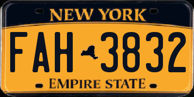 NY license plate FAH3832