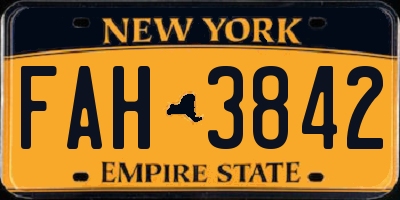 NY license plate FAH3842
