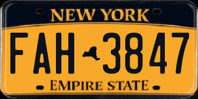 NY license plate FAH3847