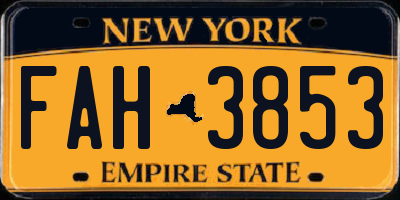 NY license plate FAH3853