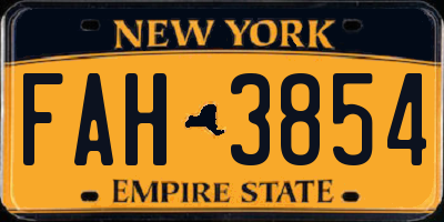 NY license plate FAH3854