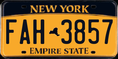 NY license plate FAH3857