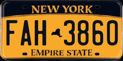 NY license plate FAH3860