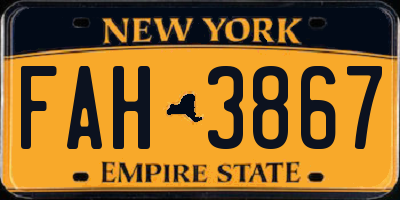 NY license plate FAH3867