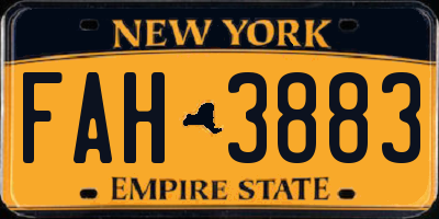 NY license plate FAH3883