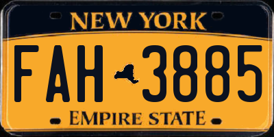NY license plate FAH3885
