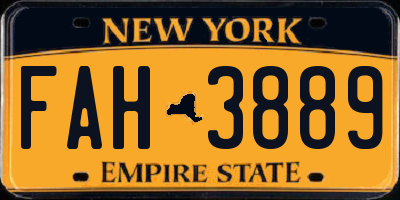 NY license plate FAH3889