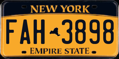 NY license plate FAH3898