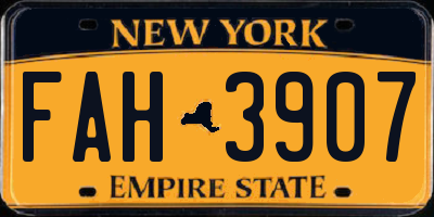 NY license plate FAH3907