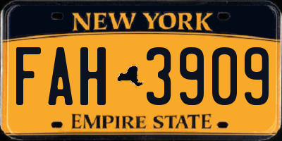 NY license plate FAH3909