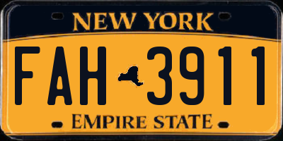 NY license plate FAH3911