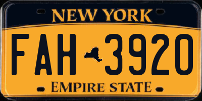 NY license plate FAH3920