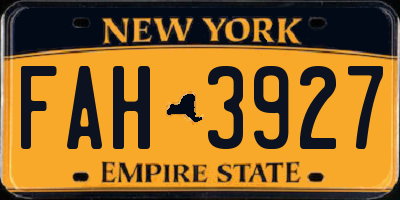 NY license plate FAH3927