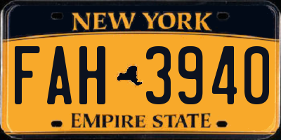 NY license plate FAH3940
