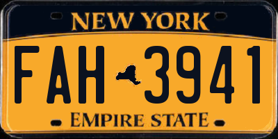 NY license plate FAH3941