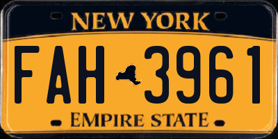 NY license plate FAH3961