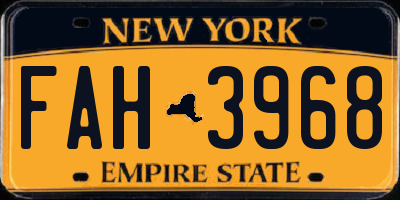 NY license plate FAH3968