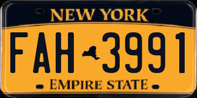 NY license plate FAH3991